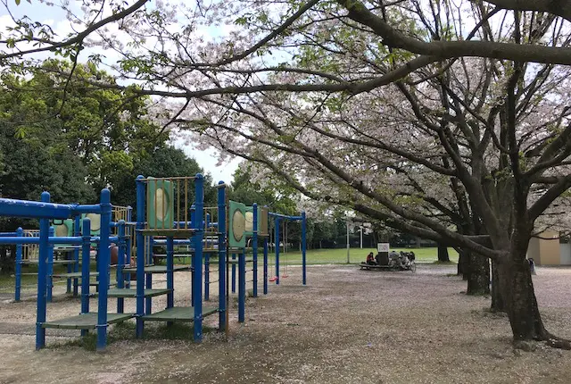 長嶺公園の桜と遊具