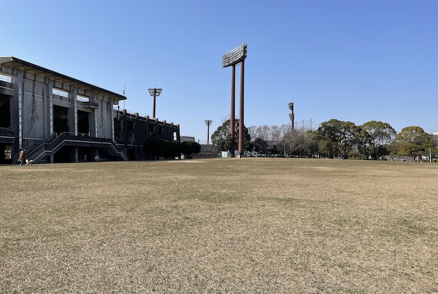 春日公園球技場前の芝生広場