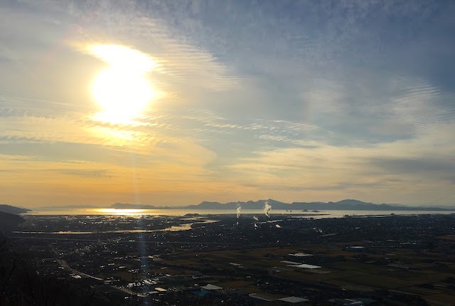 龍峯山自然公園展望所の夕日