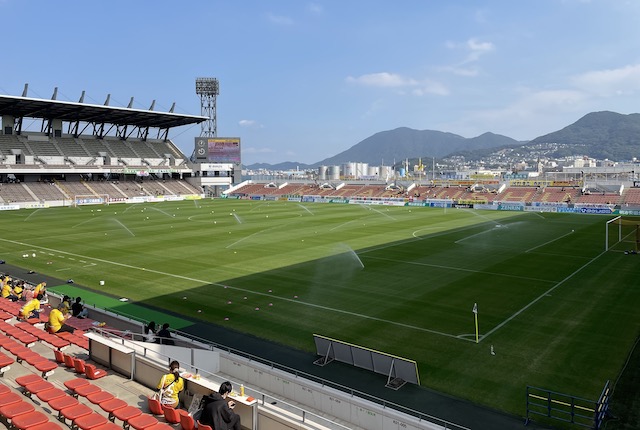 北九州スタジアムの散水システム