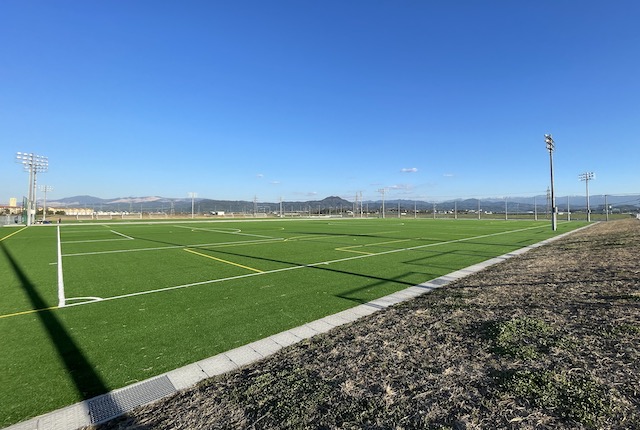 サッカー場と芝生スタンド