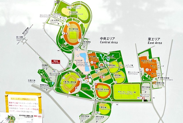 栃木県総合運動公園の案内図